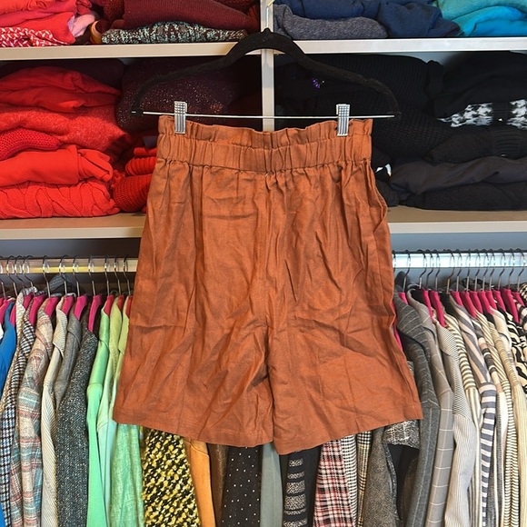 Lush brown linen/cotton blend elastic waistband 2 pocket shorts size S NWT - Picture 3 of 3